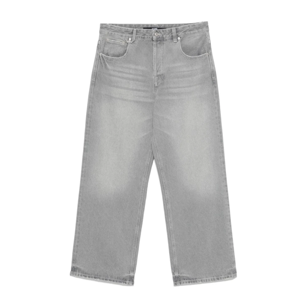 Jacquemus Grijze Denim Wide Leg Jeans Gray Heren