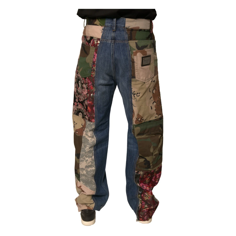 Dolce & Gabbana Patchwork Straight Denim Jeans Multicolor Heren