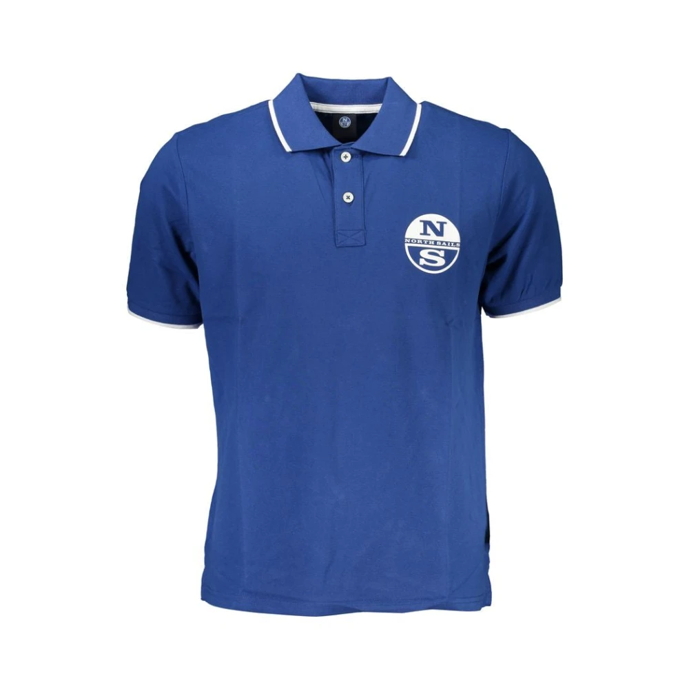 North Sails Mannelijk Blauw Katoenen Poloshirt Met Contrastdetails