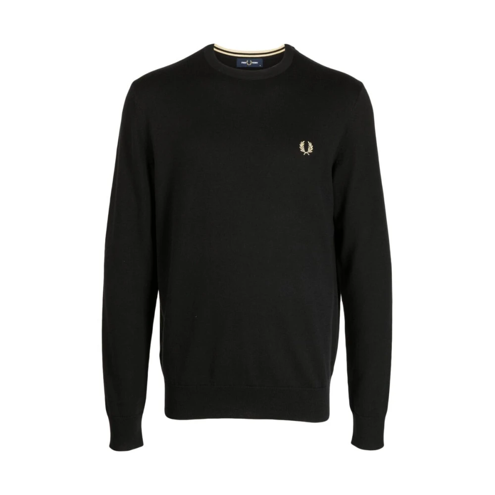 Fred Perry Logo-Broderad Crew-Neck Jumper Black, Herr