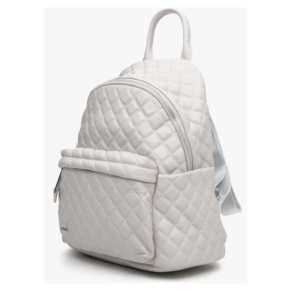 Estro Dames Lichtbeige Rugzak gemaakt van Gewatteerd Echt Leer Er00111253 Beige Dames