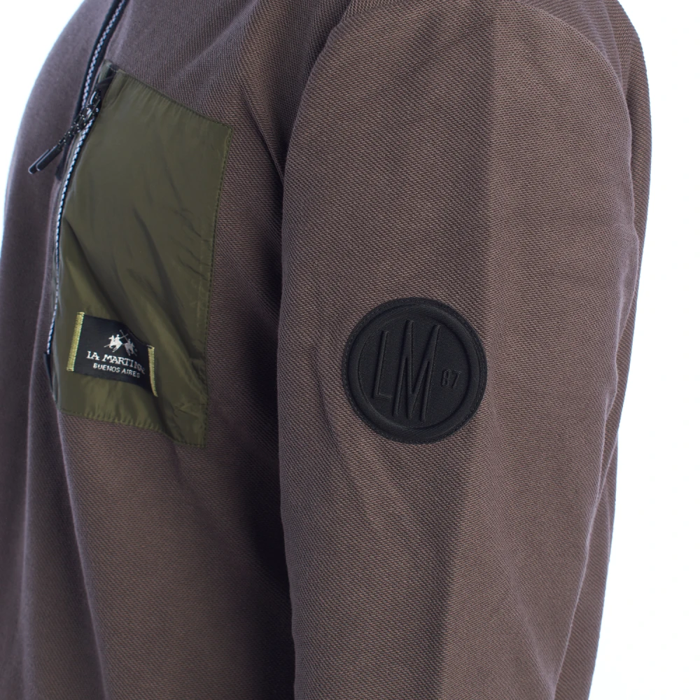 LA MARTINA Sweater met rits Eigentijds ontwerp Brown Heren