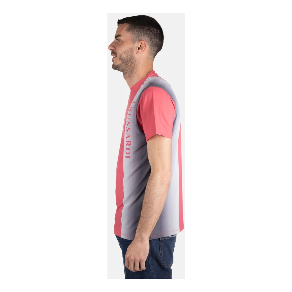Trussardi Mannen Verticaal Logo T-shirt Red Heren