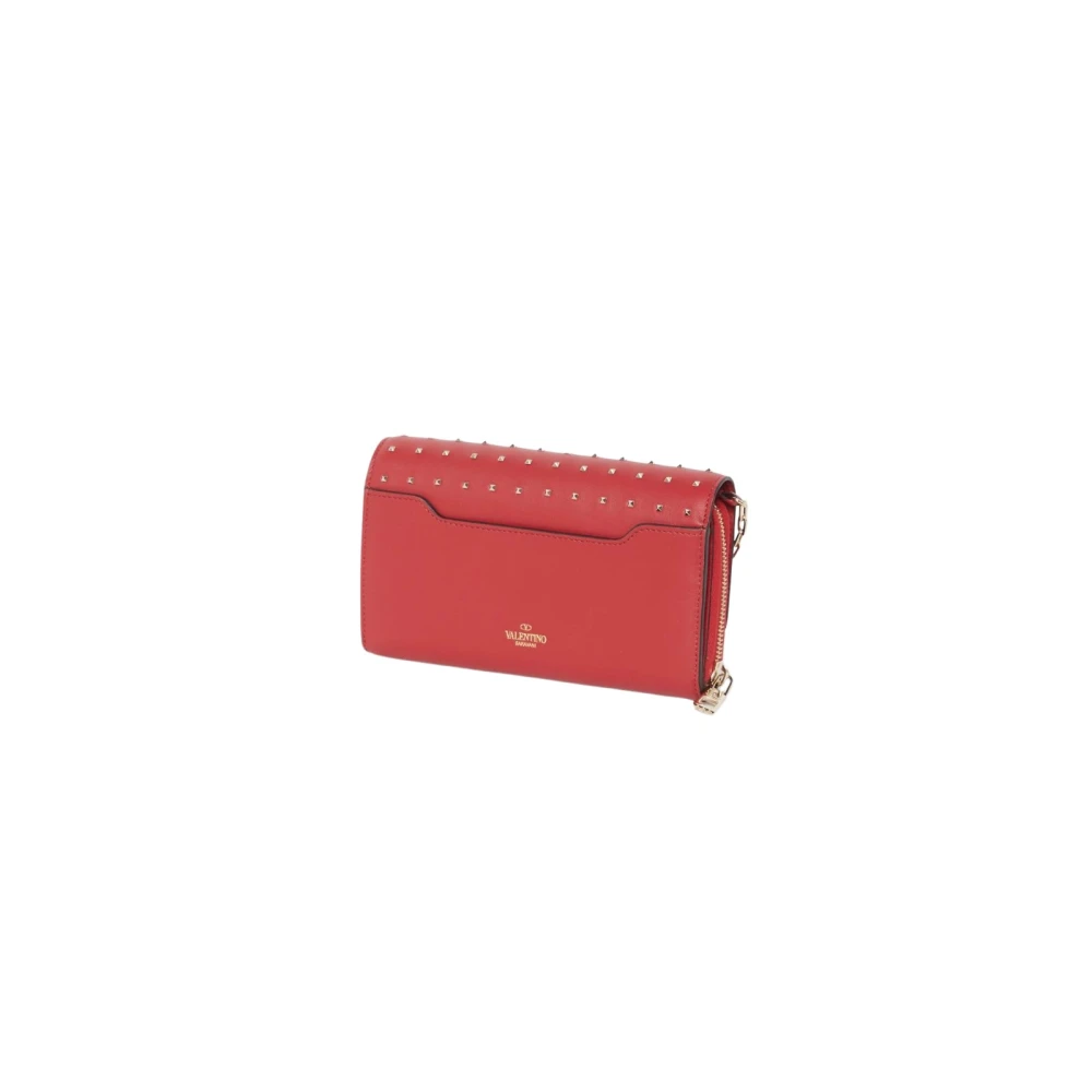 Valentino Rode Rockstud Leren Portemonnee Red Unisex