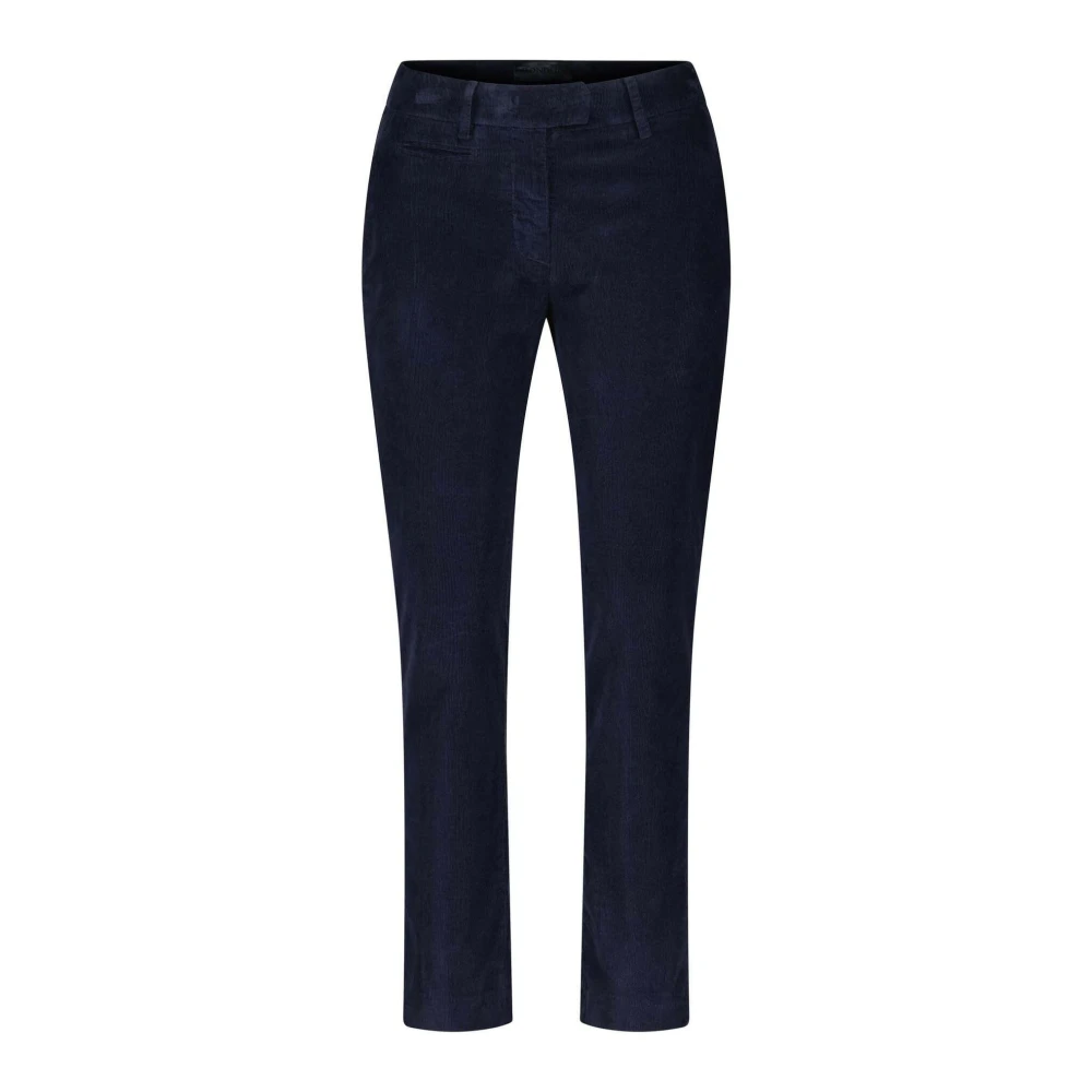 Dondup Corduroy Broek Slim Fit Rits Sluiting Blue Dames