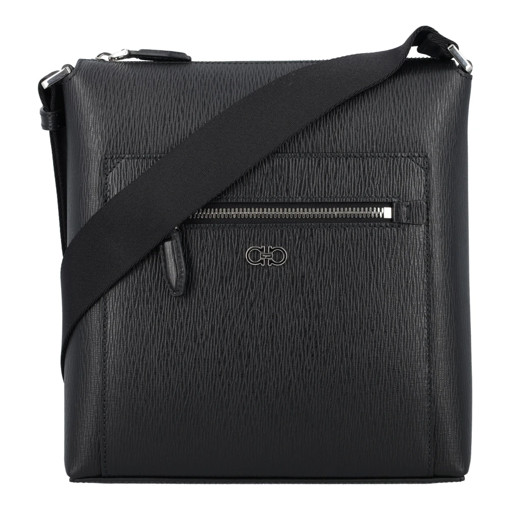 Salvatore Ferragamo Zwarte Gancini Crossbody Tas Black Heren