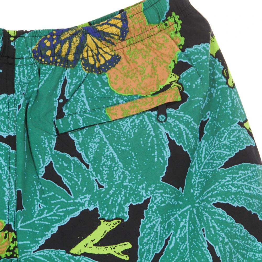 Obey Zwart Multi Print Elastische Taille Shorts Multicolor Heren