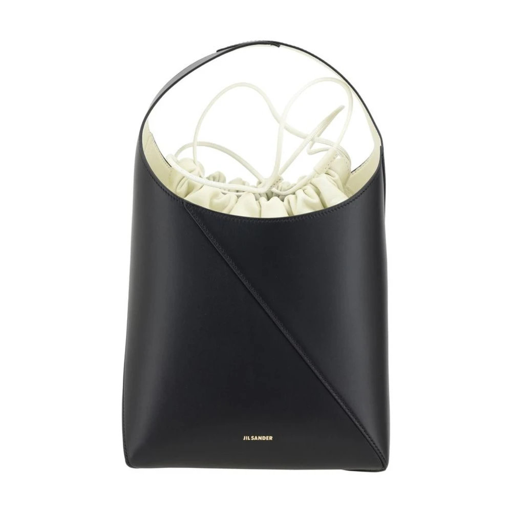 Jil Sander Leren handtas met trekkoordzak Black Dames