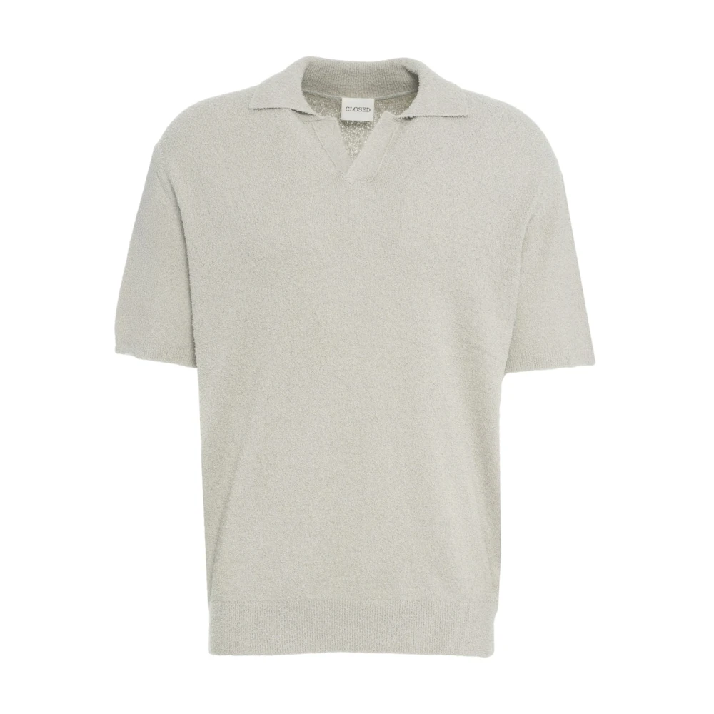 Closed Grijze Bouclé Gebreide Poloshirt Gray Heren