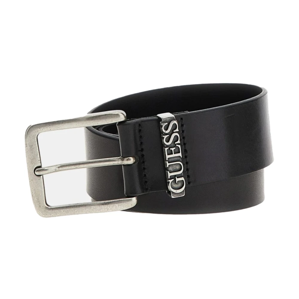 Guess Svart Läderbälte - Metallspänne