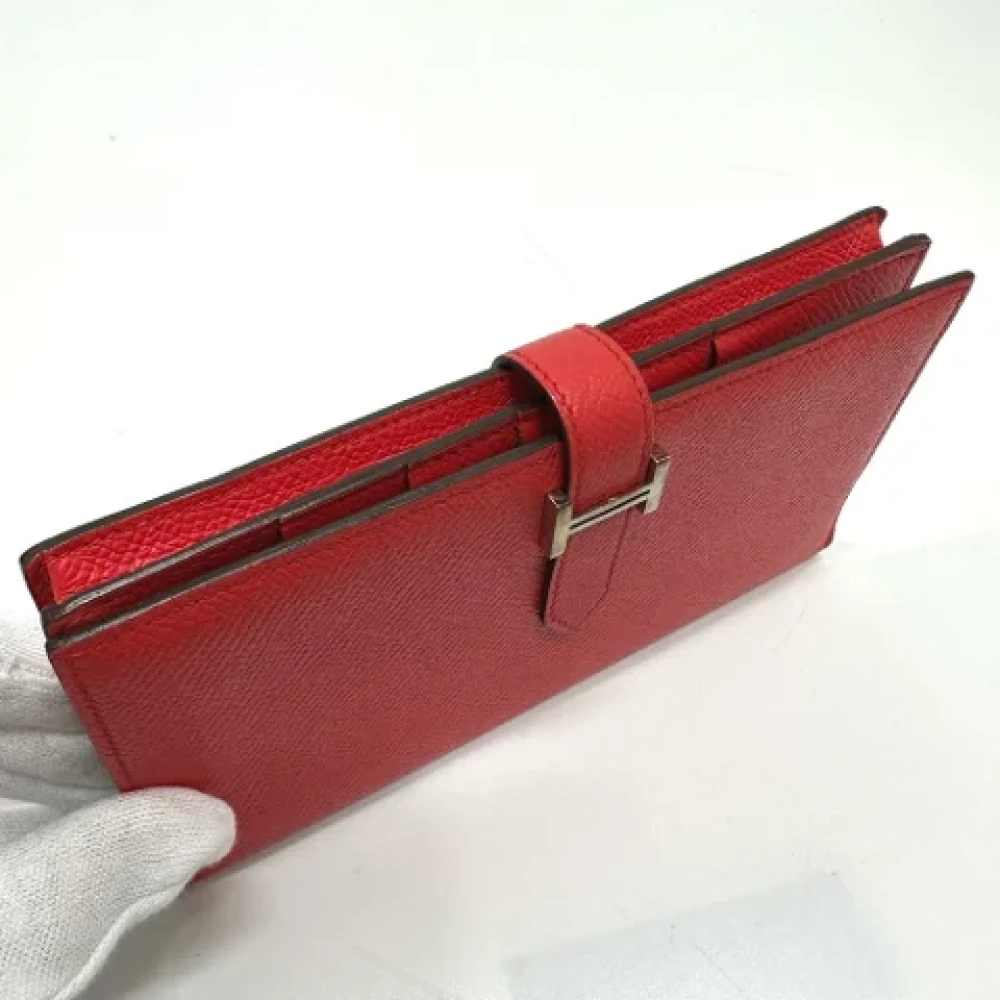 Hermès Vintage Pre-owned Leather wallets Red Dames