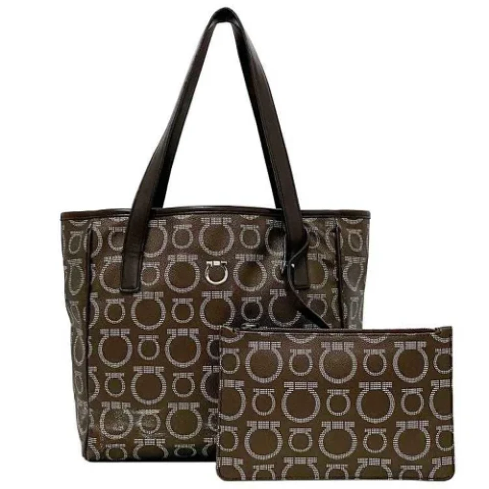 Salvatore Ferragamo Pre-owned Fabric totes Brown Dames