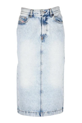 Denim midi kjol med dragkedjefickor
