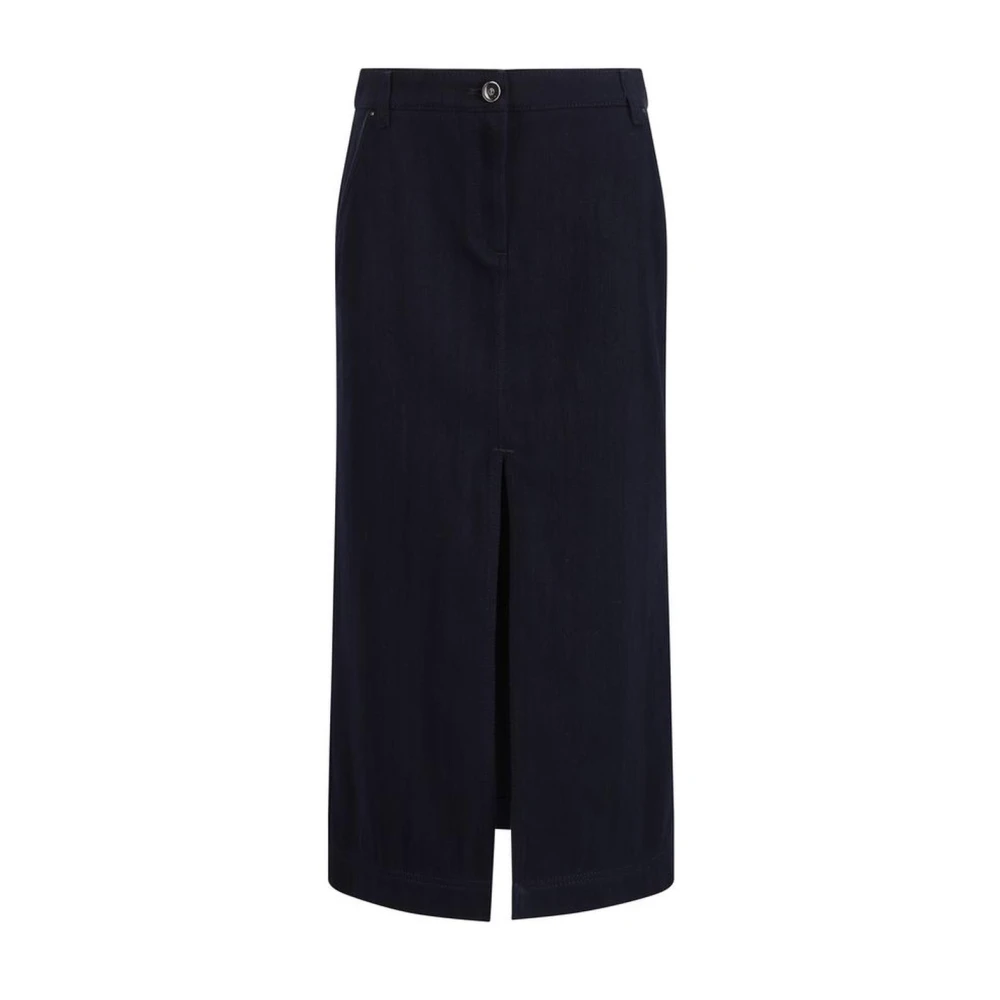 Giorgio Armani Katoenen Midi Rok met Voor Split Blue Dames