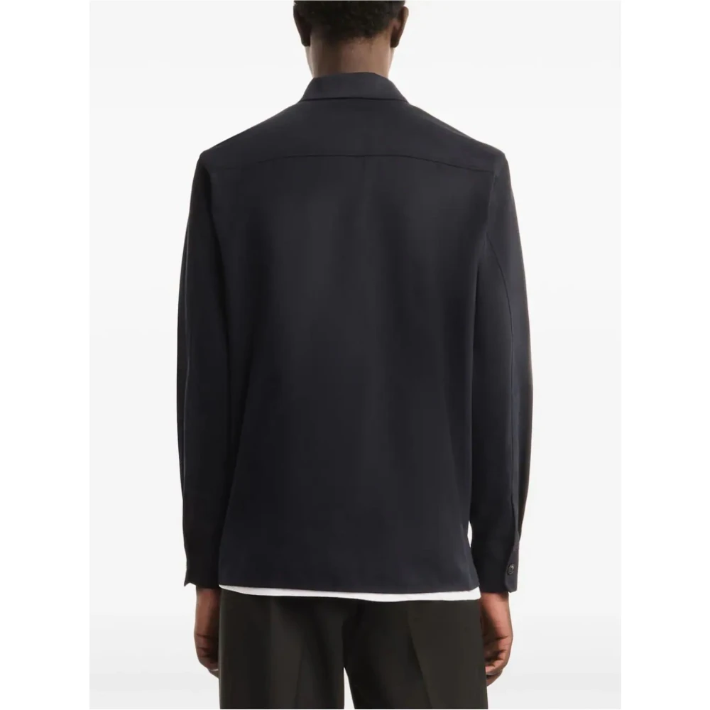 Hogan Blauw Katoenen Jas met Knoopsluiting Blue Heren