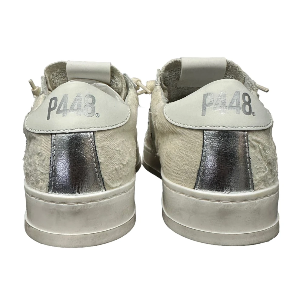 P448 Sneakers van verouderd leer met logodetails White Dames