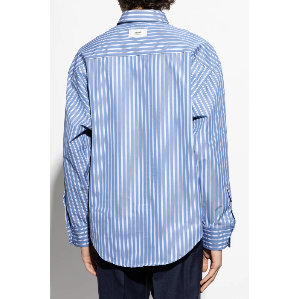 Ami Paris Overhemd met gestreepte print Blue Heren