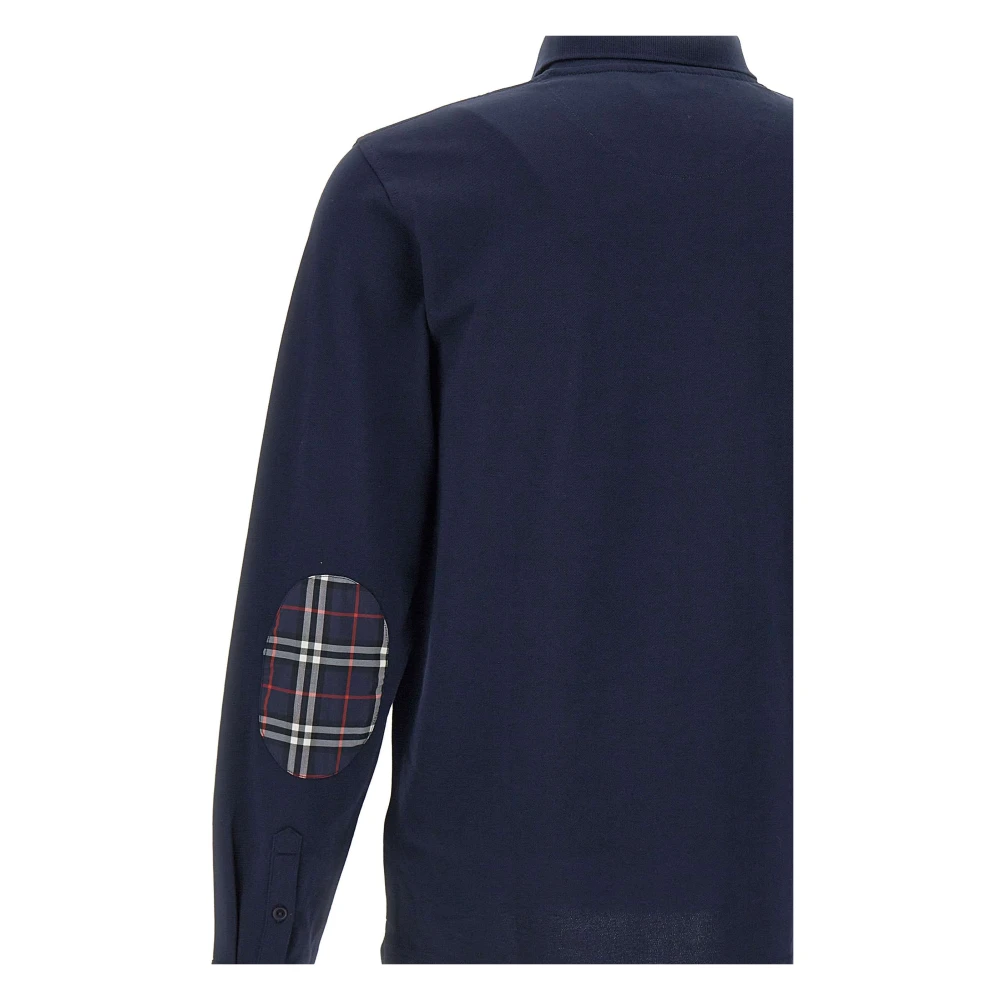 Sun68 Heren Polo Shirt met Tartan Elleboog Patches Blue Heren