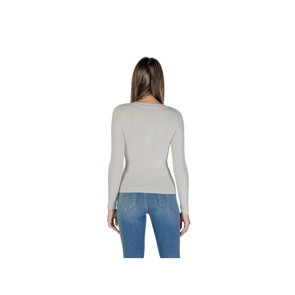 Guess Crème Gebreide Henley Hals Top Beige Dames