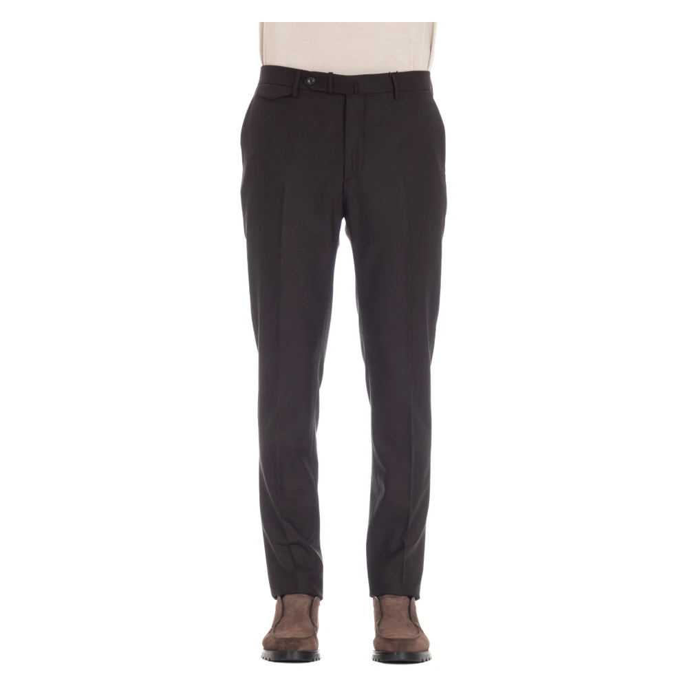 Tagliatore Bruine Slim Fit Flanellen Broek Brown Heren