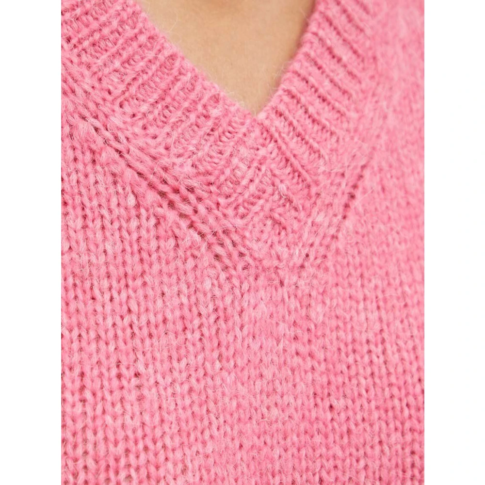 Actitude Veelzijdige Wollen Blend Ribgebreide Trui Pink Dames