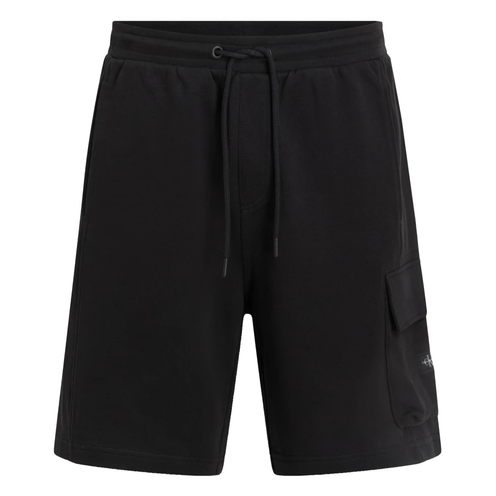 Calvin Klein Black Casual Shorts, Male, L, Cotton Shorts With Elastic Waist