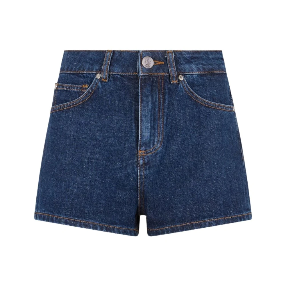 Roberto Cavalli Blue Jeans Shorts With Crystal Monogram Rc - Female - Denim Shorts - M - Shorts