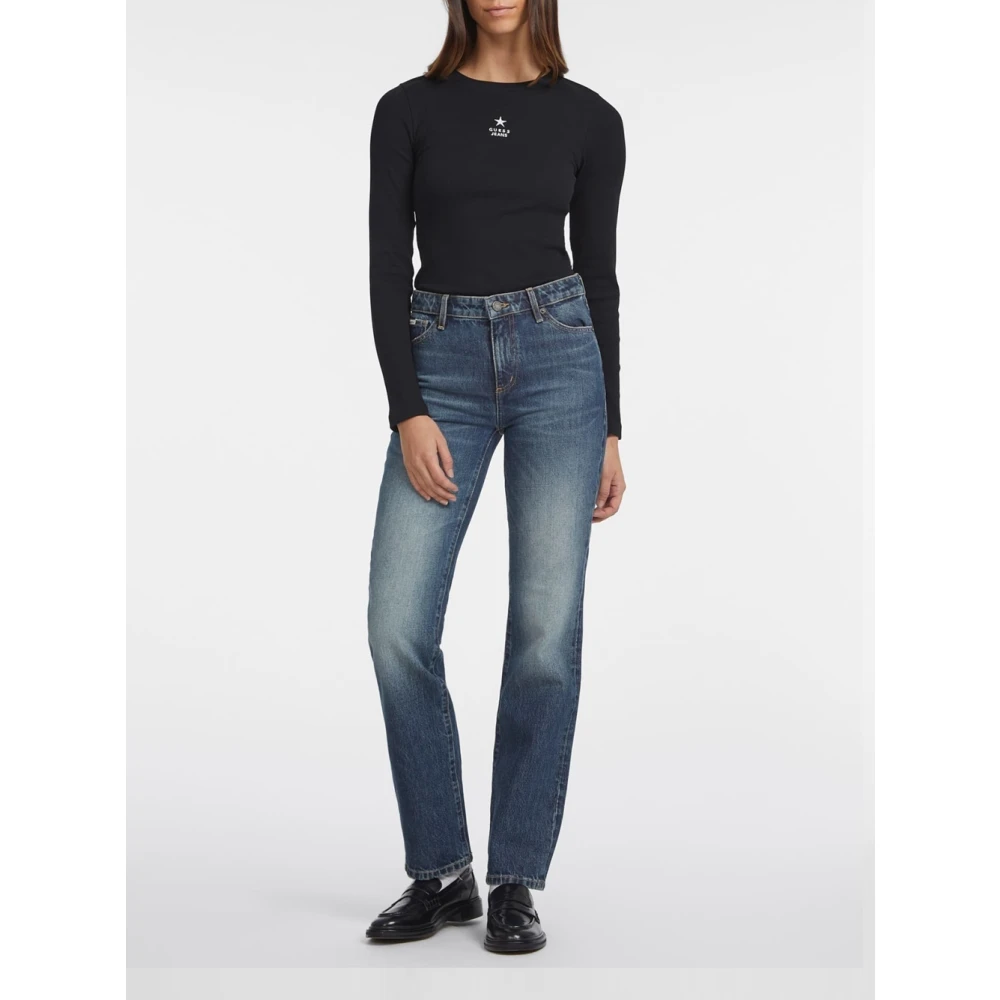 Guess Mid Rise Straight Fit Jeans Blue Dames