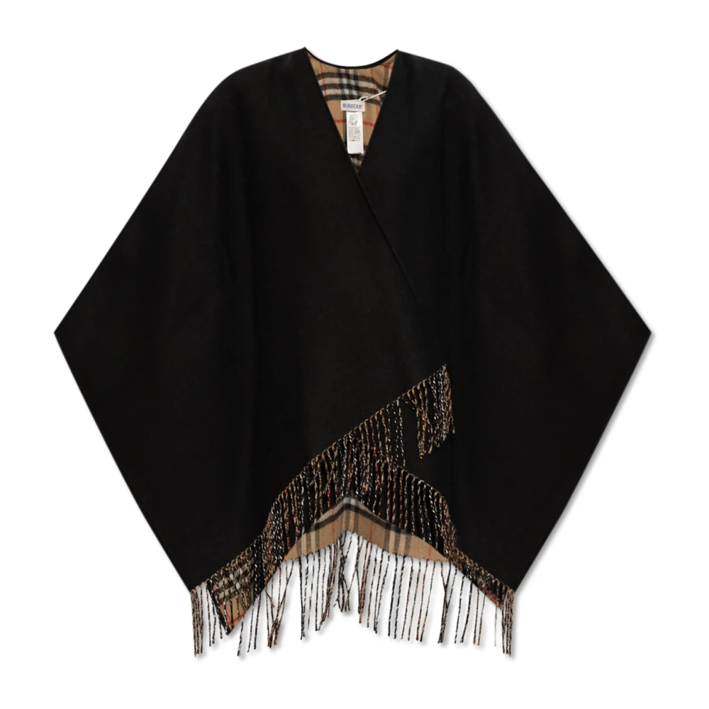 Burberry Women's Black Ponchos, One Size, Wool Poncho