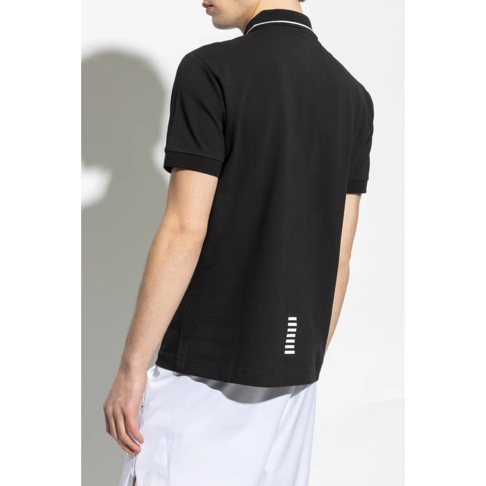 Emporio Armani EA7 Katoenen polo met bedrukt logo Black Heren