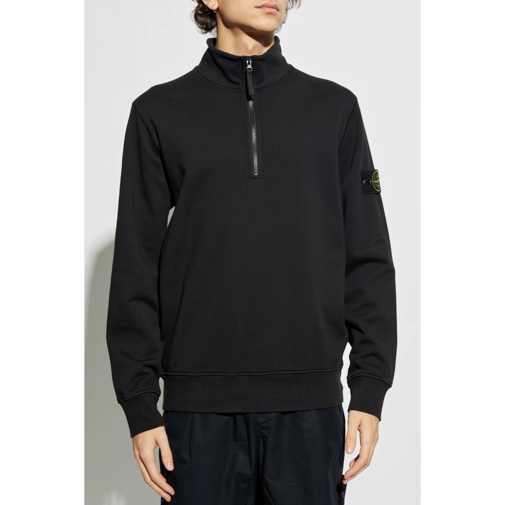 Stone Island Sweatshirt met opstaande kraag Black Heren