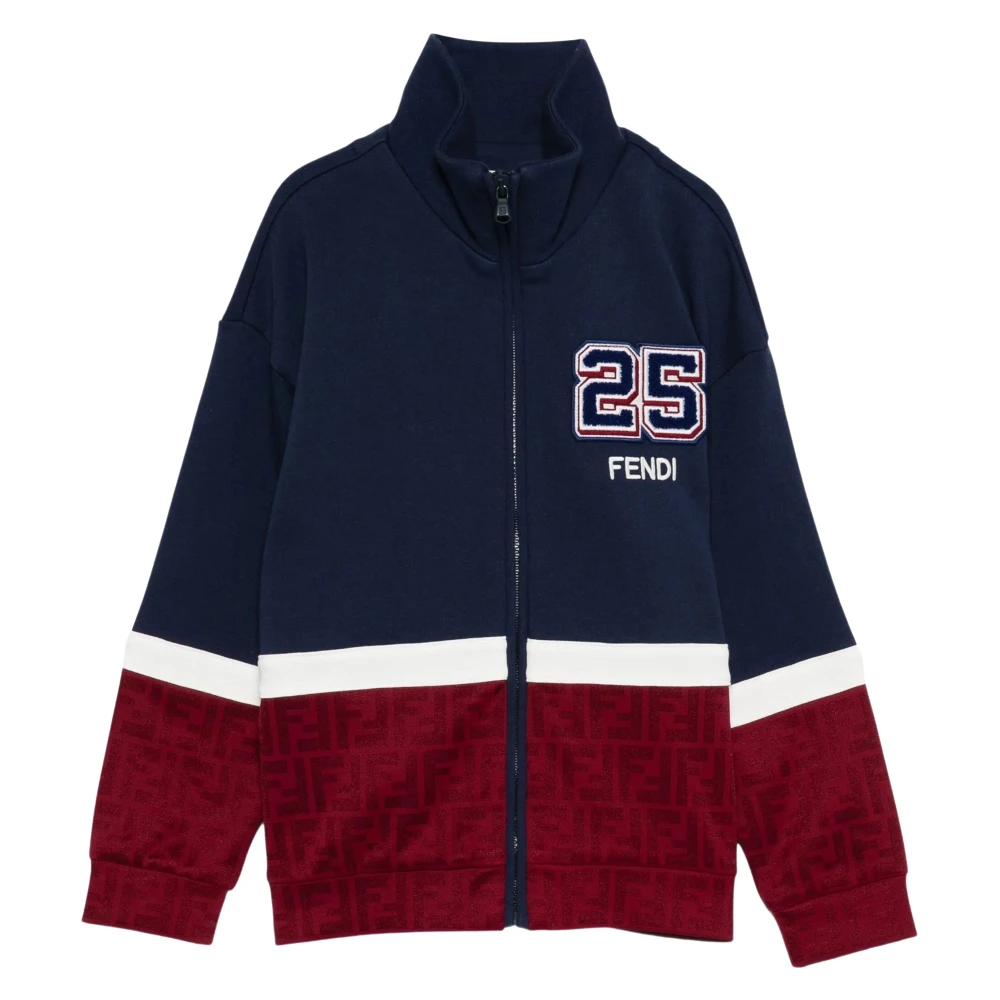 Fendi 25 Logo Zip Up Top - Unisex - Kids Sweatshirts - Blue - 4 Y | 104 Cm - Kids