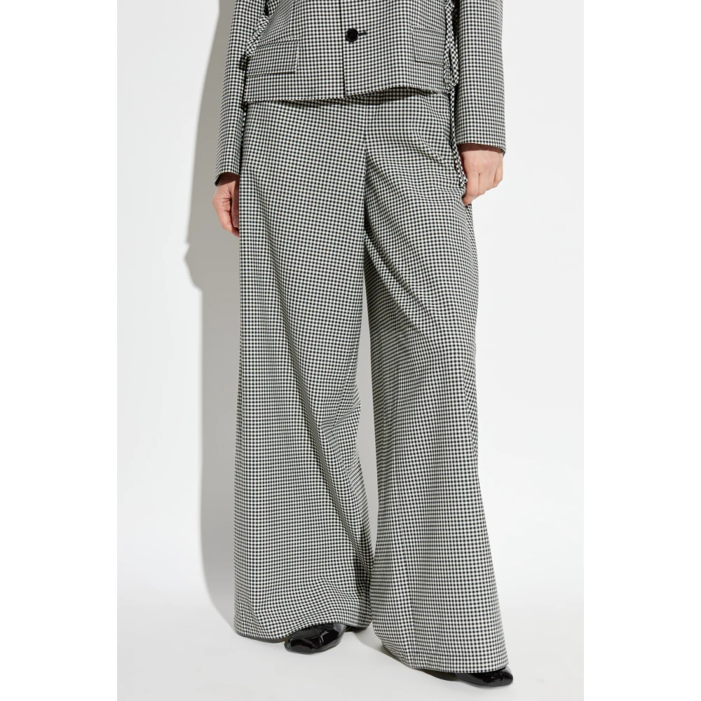 Marni Wijdvallende broek met ruitpatroon Black Dames