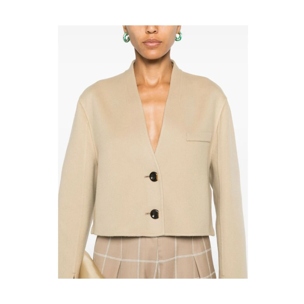 Del Core Beige Wol-Kasjmier Jas met V-Hals Beige Dames