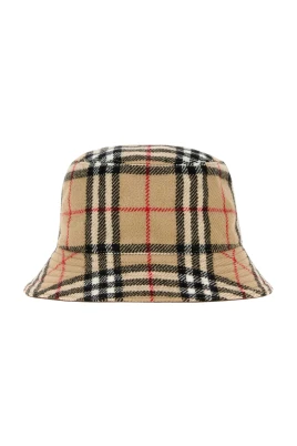 Reversibel bucket hat i rutig ull
