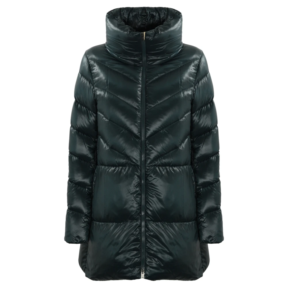 Herno Blauwe Gestikte Nylon Jas Blue Dames
