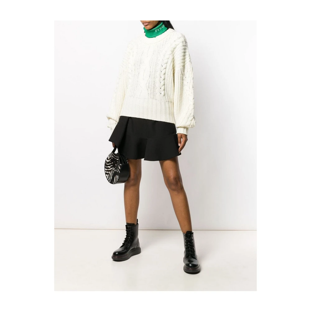 Circus Hotel Chunky Gebreide Wollen Trui Beige Dames