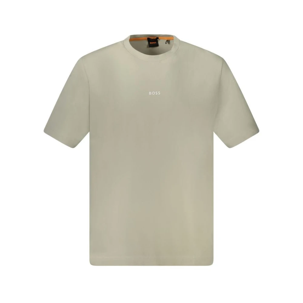 Hugo Men's Beige T-Shirts, S, Cotton T-Shirt With Logo