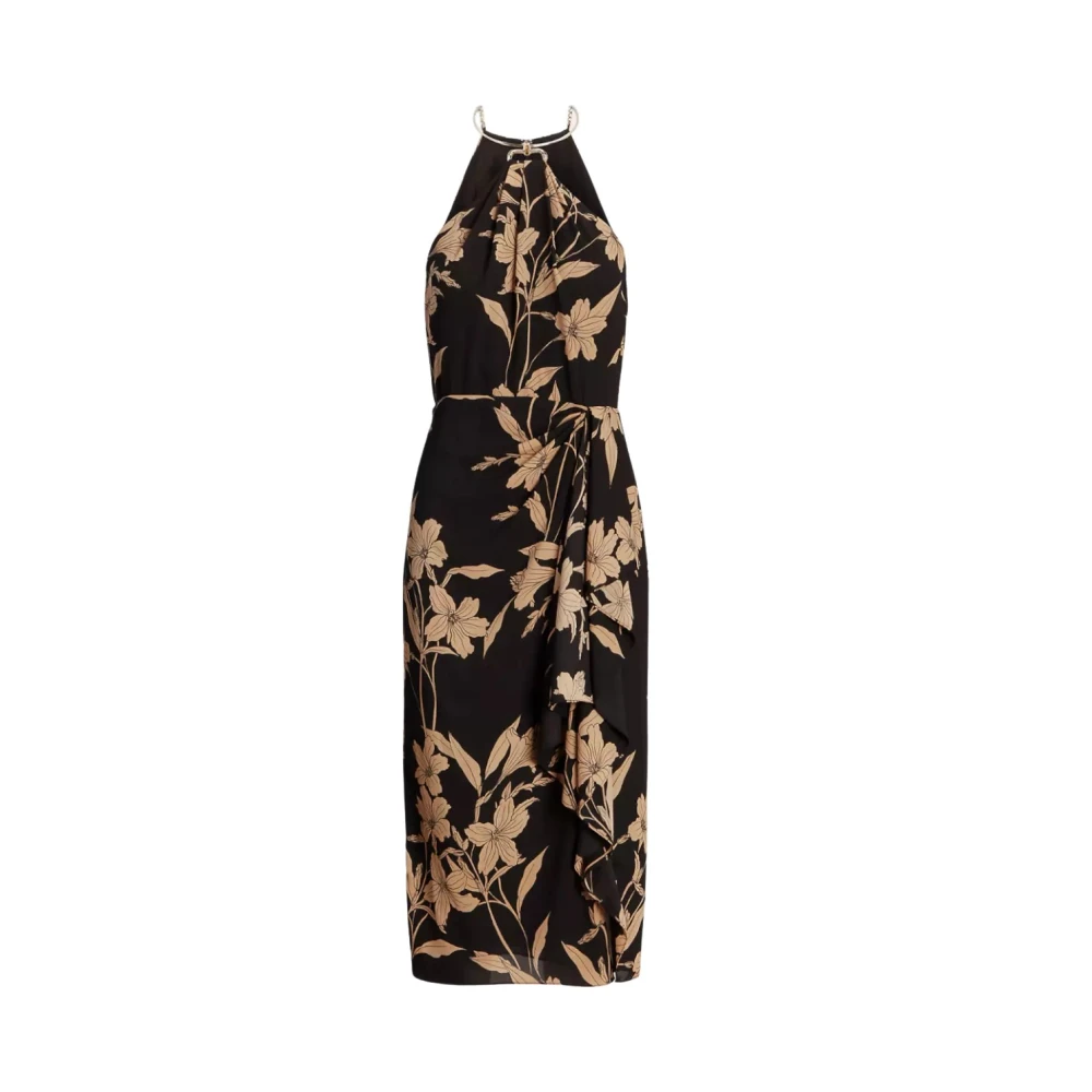 Ralph Lauren Zwarte Bloemige Midi Jurk Multicolor Dames