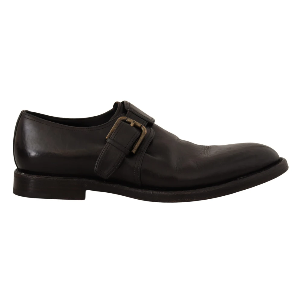 Dolce & Gabbana Vintage Zwarte Leren Monk Strap Schoenen Black Heren