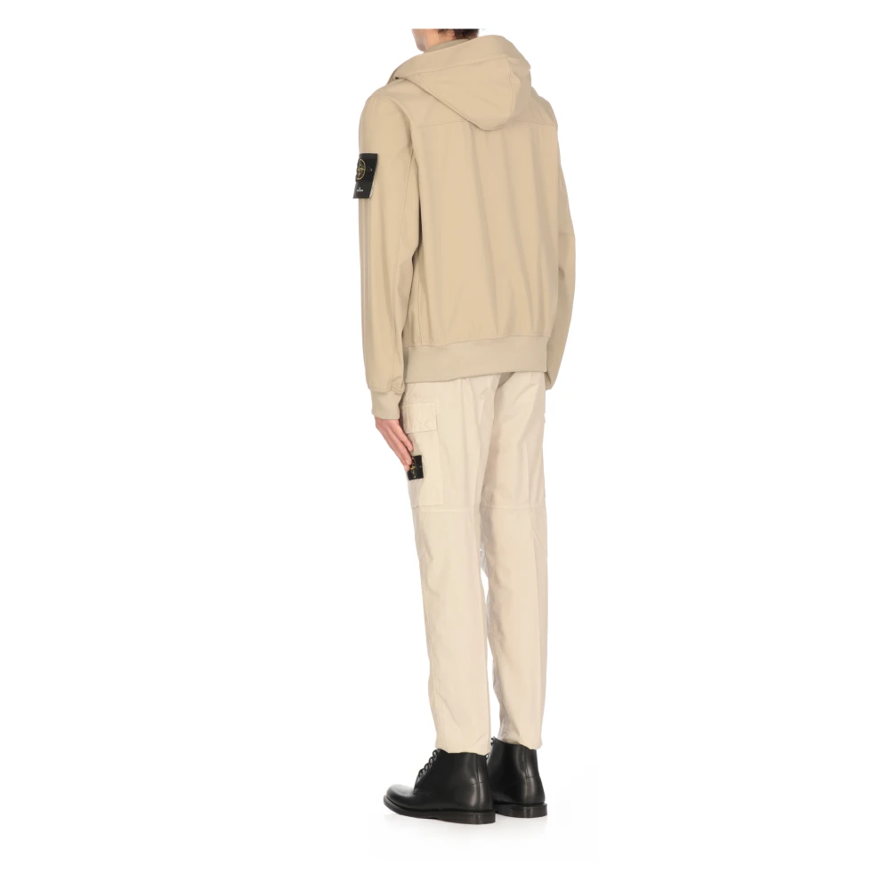 Stone Island Beige Hoodie met Logo Patch Beige Heren