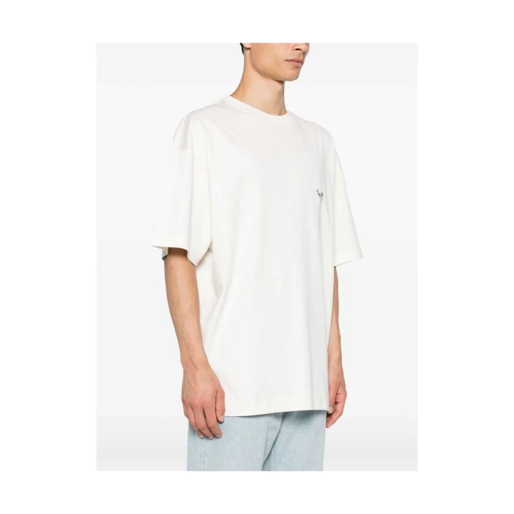 Mugler Off-White Jersey T-shirt met Piercing Detail White Heren