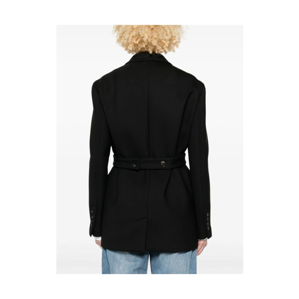 Tela Zwarte Wollen Jas Black Dames