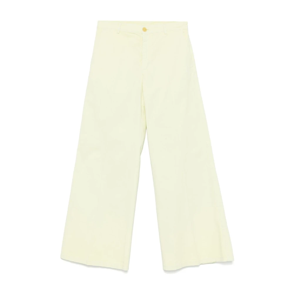 Forte Pastelgele Broek met Voorknoop Yellow Dames