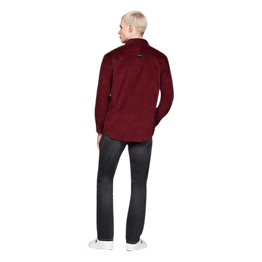 Tommy Hilfiger Bordeaux Corduroy Relaxed Fit Overhemd Red Heren