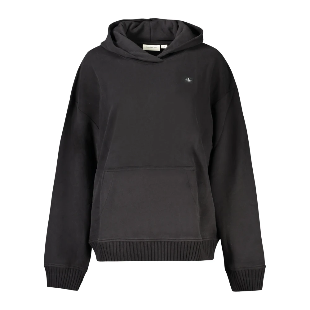 Calvin Klein Zwarte hoodie met logo-applicatie Black Dames