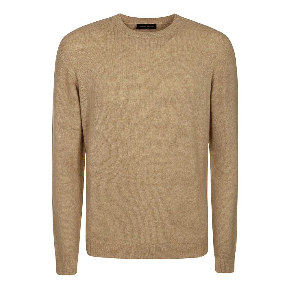 Roberto Collina Handgeverfde Crew Neck Sweater Brown Heren