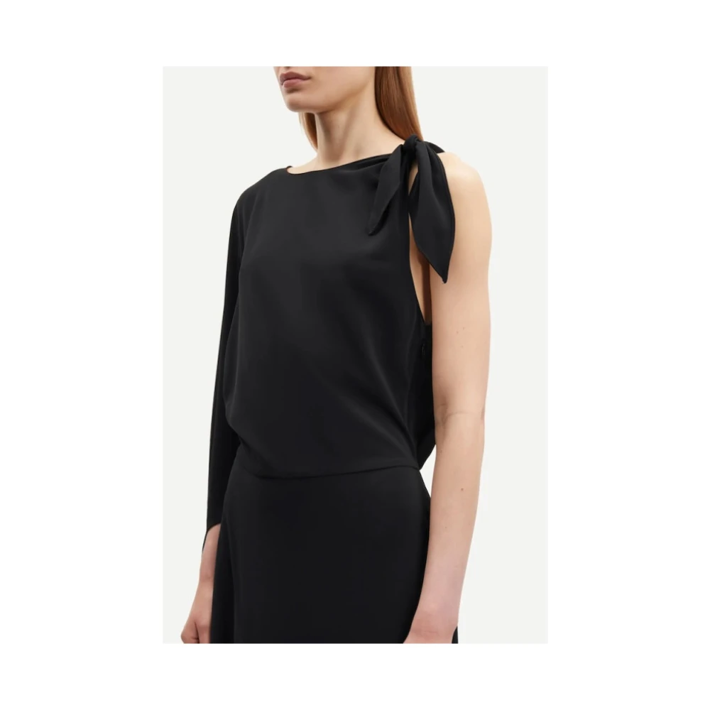Samsøe Asymmetrische Lange Jurk met Overslagrok Black Dames