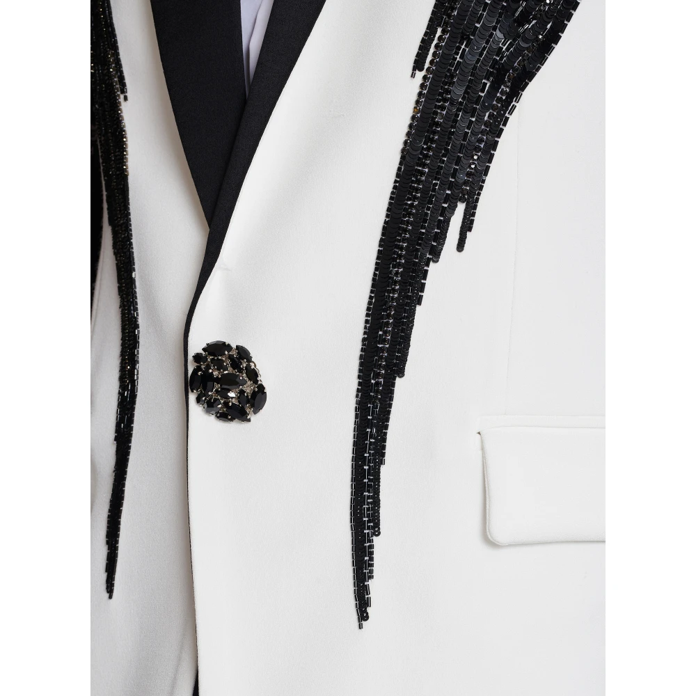 Balmain Twee-tone jas met paillettenborduursel Black Heren