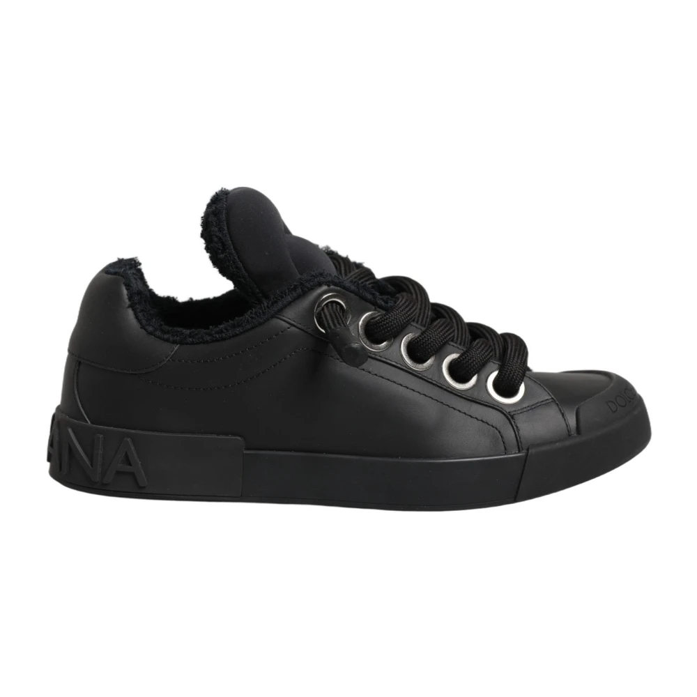 Dolce & Gabbana Men's Black Sneakers, 10 Uk, Portofino Low Top Trainers